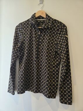 Goldbergh Black & Gold Logo Print Zip Pullover